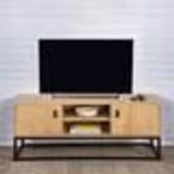 The Home Deco Factory - Meuble TV design bois et métal Abbott - L. 117 x H. 48 cm - Noir