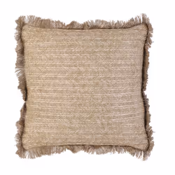 The Home Deco Factory - Coussin design bord de mer en jute avec franges - 40x40cm - Beige