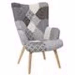 Fauteuil Helsinki Patchwork Gris Home Deco Factory