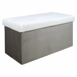 Coffre de rangement banc pliable Imitation Fourrure Gris
