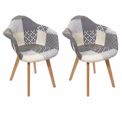 Lot de 2 Fauteuils Design Patchwork 85cm Gris