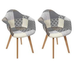 Lot de 2 Fauteuils Design Patchwork 85cm Gris