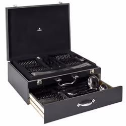 Ménagère 84 Pièces Coffret Bois 45cm Noir