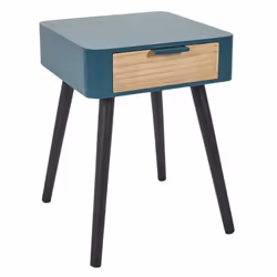Table de Chevet 1 Tiroir Bois 48cm Bleu Canard