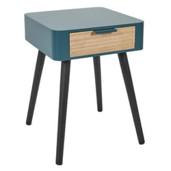 Table de Chevet 1 Tiroir Bois 48cm Bleu Canard