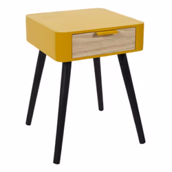 Chevet en bois jaune moutarde 1 tiroir