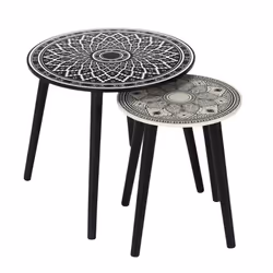 Lot De 2 Tables Gigognes Mirage 48cm Noir & Blanc - Paris Prix - Ethnique - Ailleurs