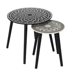 Lot De 2 Tables Gigognes Mirage 48cm Noir & Blanc - Paris Prix - Ethnique - Ailleurs