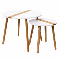 Lot de 2 Tables Gigognes Relief Bicolore 60cm Blanc