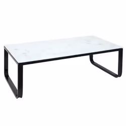 Table Basse en Verre Effet Marbre 105cm Blanc