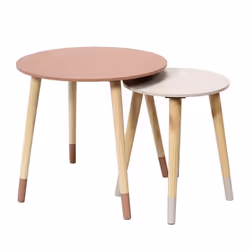 Lot de 2 Tables Gigognes Bicolore 48cm Rose