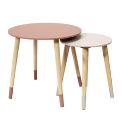 Lot de 2 Tables Gigognes Bicolore 48cm Rose