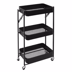 Desserte de Cuisine Design Pliante 77cm Noir