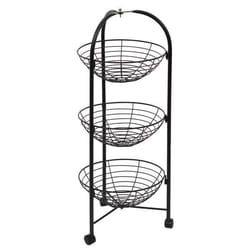 Desserte de Cuisine Ronde 3 Niveaux 75cm Noir