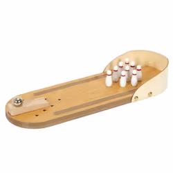 Jeu de Bureau - Bowling - 30cm - Marron - Bois & MDF - Amusant & Ludique