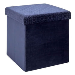 Pouf pliable coffre de rangement Rétro Bleu