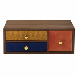 Boîte Déco 3 Tiroirs Velours 30cm Multicolore