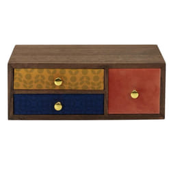 Boîte Déco 3 Tiroirs Velours 30cm Multicolore