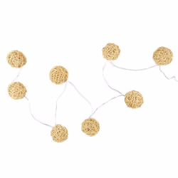 Guirlande Lumineuse 8 LED Boule Rotin 156cm Naturel