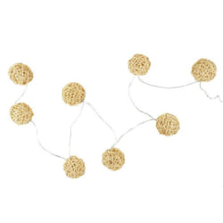 Guirlande Lumineuse 8 LED Boule Rotin 156cm Naturel