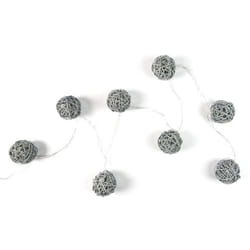 Guirlande Lumineuse 8 LED Boule Rotin 156cm Gris