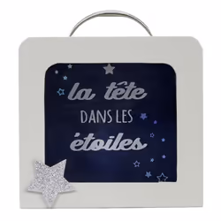 Tirelire Déco Enfant Valise 15cm Blanc & Gris