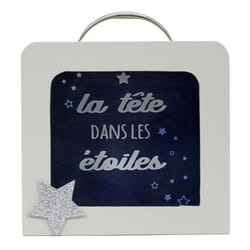 Tirelire Déco Enfant Valise 15cm Blanc & Gris