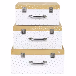 Valisettes Déco - PARIS PRIX - Lot de 3 - 30cm - Blanc - Pratique & Design