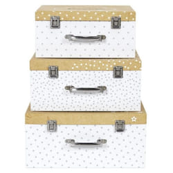 Valisettes Déco - PARIS PRIX - Lot de 3 - 30cm - Blanc - Pratique & Design