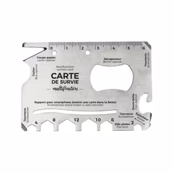 Carte de Survie Multifonctions 8cm Argent