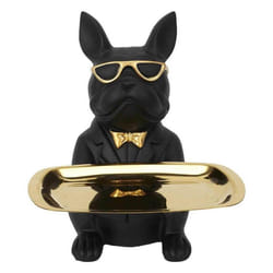 Statuette & Vide-Poche Bulldog 21cm Noir