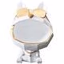 Statuette & Vide-Poche Chien à Lunettes 23cm Blanc