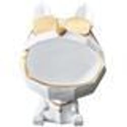 Statuette & Vide-Poche Chien à Lunettes 23cm Blanc