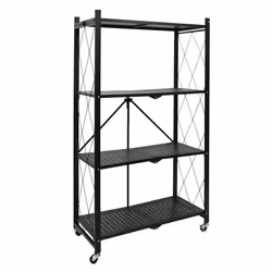 Étagère Pliable en Métal 4 Niveaux 127cm Noir