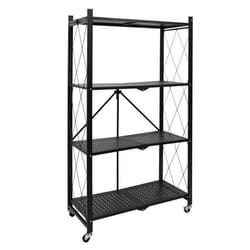 Étagère Pliable en Métal 4 Niveaux 127cm Noir