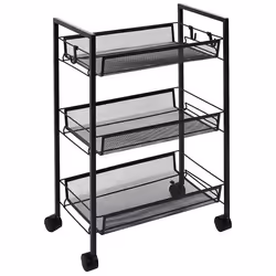 Desserte 3 Niveaux En Métal roulettes 63cm Noir - Paris Prix