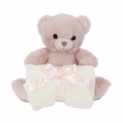 Peluche & Plaid Enfant Ours 70x70cm Rose
