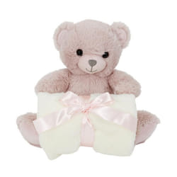 Peluche & Plaid Enfant Ours 70x70cm Rose
