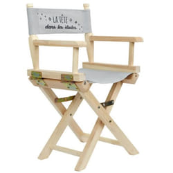 Chaise Enfant directeur 57cm Gris & Naturel - Paris Prix