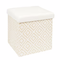 Pouf Coffre Pliable Tressé 38cm Blanc