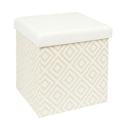 Pouf Coffre Pliable Tressé 38cm Blanc