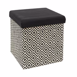 Pouf Coffre Pliable Tressé 38cm Noir