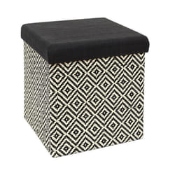 Pouf Coffre Pliable Tressé 38cm Noir