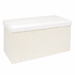 Banc Coffre Pliable Tressé 76cm Blanc