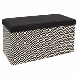 Banc Coffre Pliable Tressé 76cm Noir