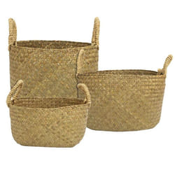 Lot de 3 Paniers de Rangement Tressé 34cm Naturel