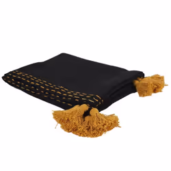 Jeté de Canapé Coton Pompons 130x150cm Noir