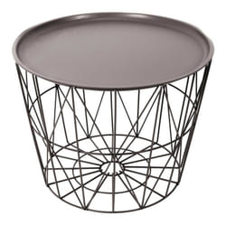 Cmp Iberica - Table coffre filaire ronde en métal - Taupe - h 40 x d 52,5 cm - Livraison gratuite