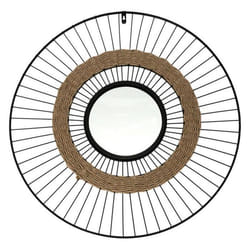 Miroir Mural Design Filaire 60cm Noir & Naturel