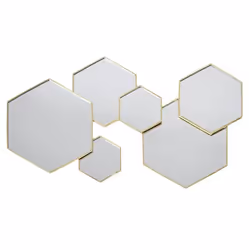 Lot de 6 Miroirs Muraux Hexagonal 57cm Or